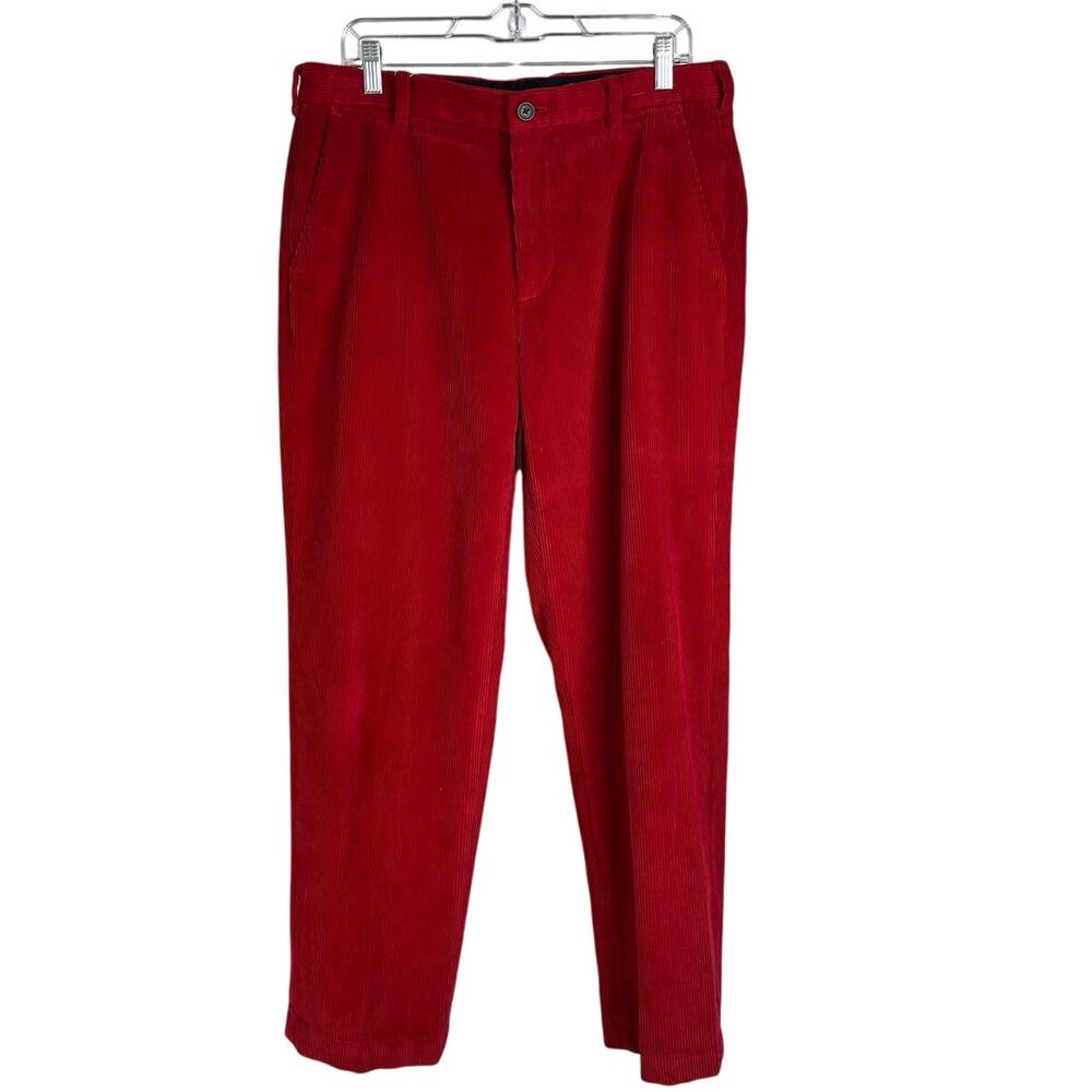 Brooks Brothers Clark Corduroy‎ Pants Men W35xL30 Rich Red Pleated Classic